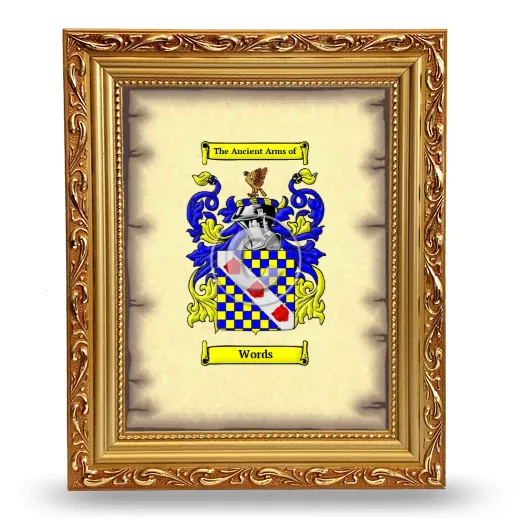 Words Coat of Arms Framed - Gold