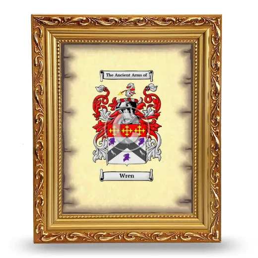 Wren Coat of Arms Framed - Gold