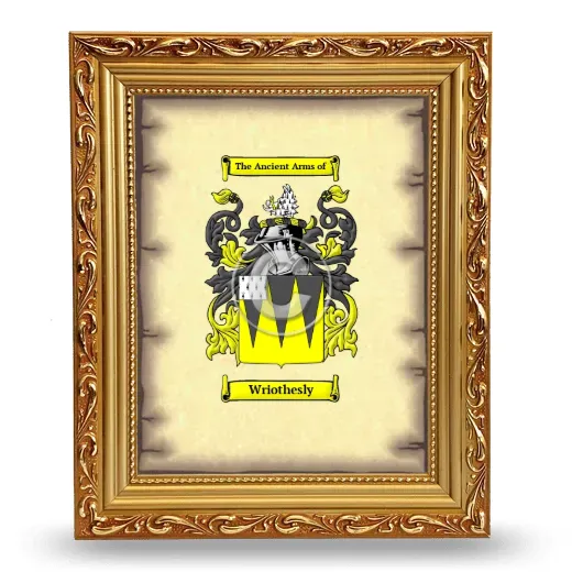 Wriothesly Coat of Arms Framed - Gold