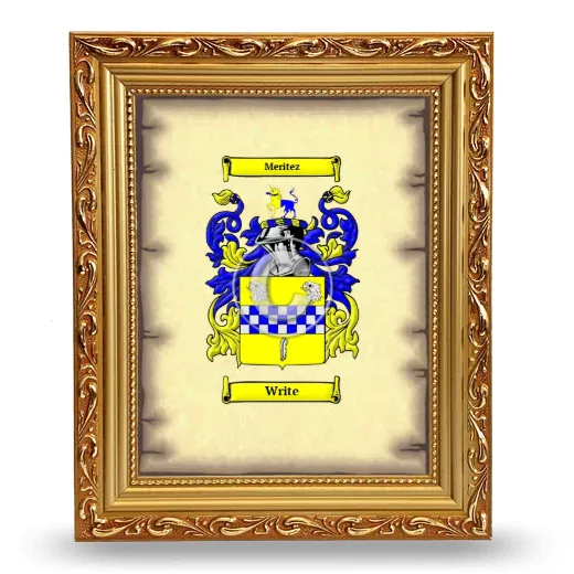 Write Coat of Arms Framed - Gold