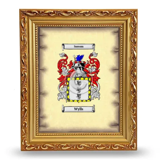 Wylls Coat of Arms Framed - Gold