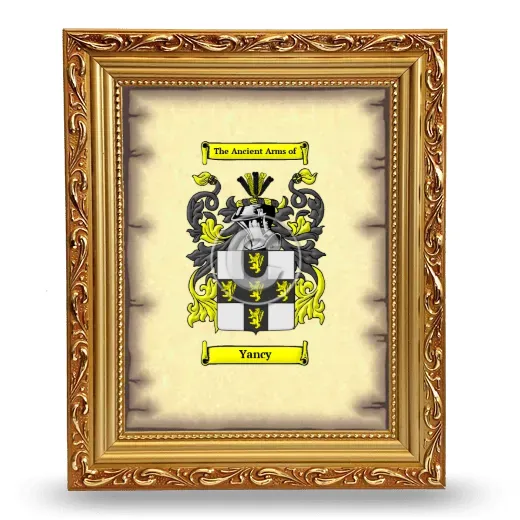 Yancy Coat of Arms Framed - Gold