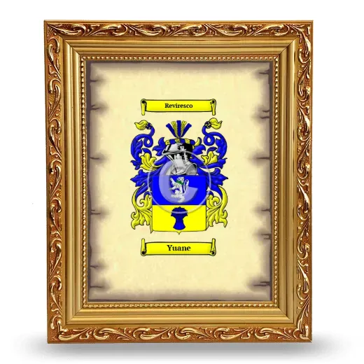 Yuane Coat of Arms Framed - Gold