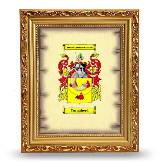 Yurquherd Coat of Arms Framed - Gold