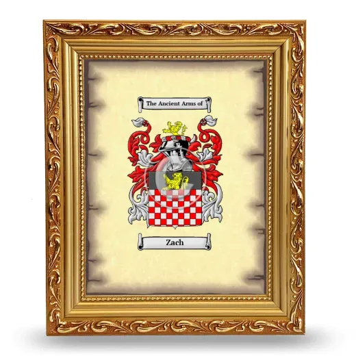 Zach Coat of Arms Framed - Gold