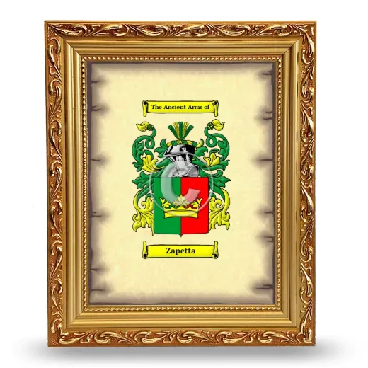 Zapetta Coat of Arms Framed - Gold