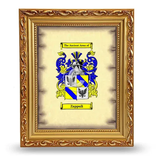 Zappuli Coat of Arms Framed - Gold
