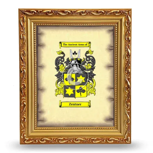 Zentner Coat of Arms Framed - Gold