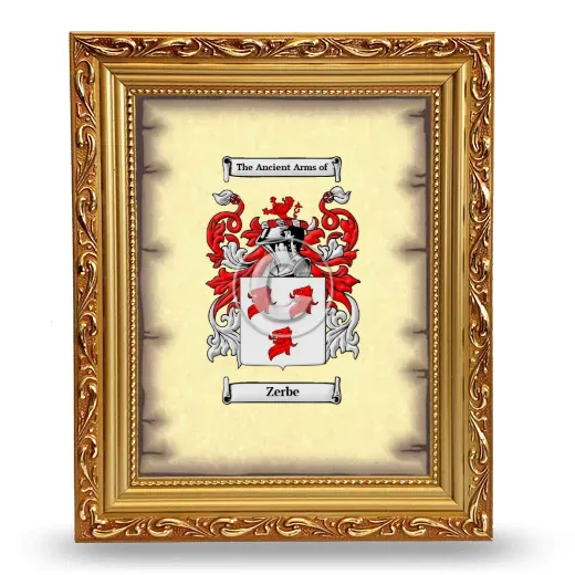 Zerbe Coat of Arms Framed - Gold