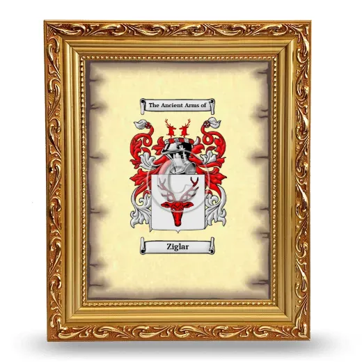 Ziglar Coat of Arms Framed - Gold