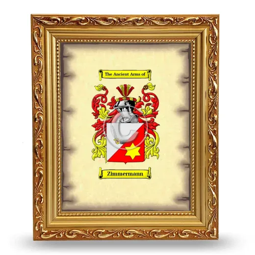 Zimmermann Coat of Arms Framed - Gold