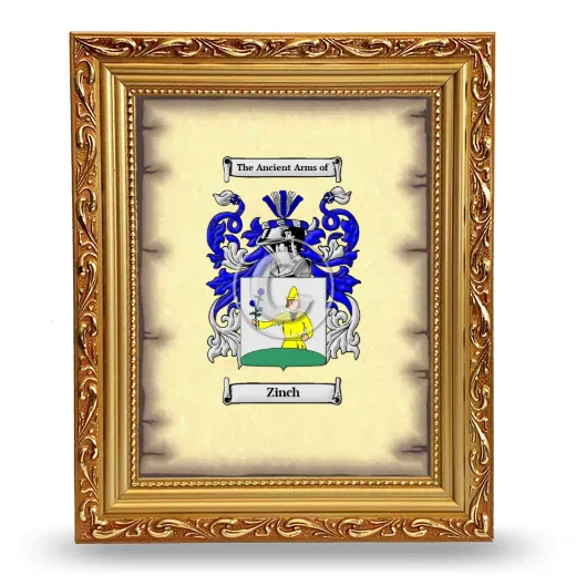 Zinch Coat of Arms Framed - Gold