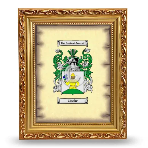 Zincke Coat of Arms Framed - Gold