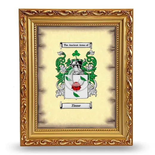 Zinne Coat of Arms Framed - Gold