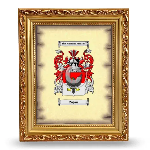 Zujan Coat of Arms Framed - Gold