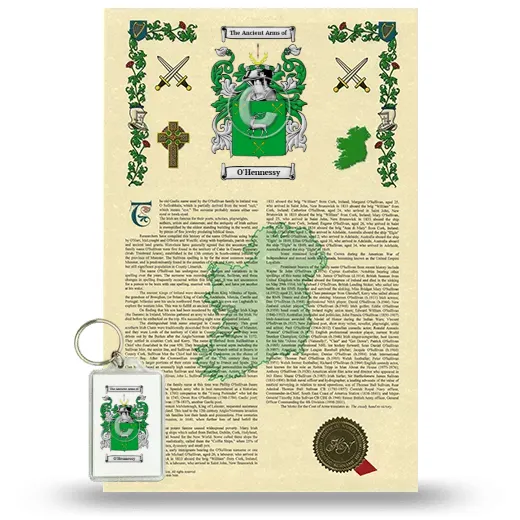 O'Hennessy Armorial History and Keychain Package