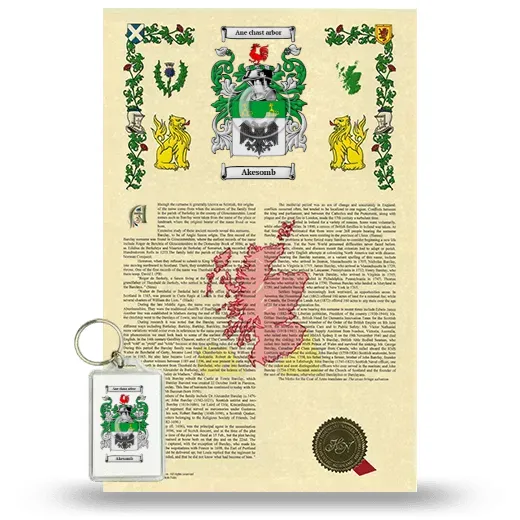 Akesomb Armorial History and Keychain Package