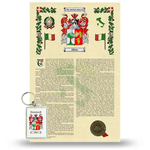 Alicea Armorial History and Keychain Package
