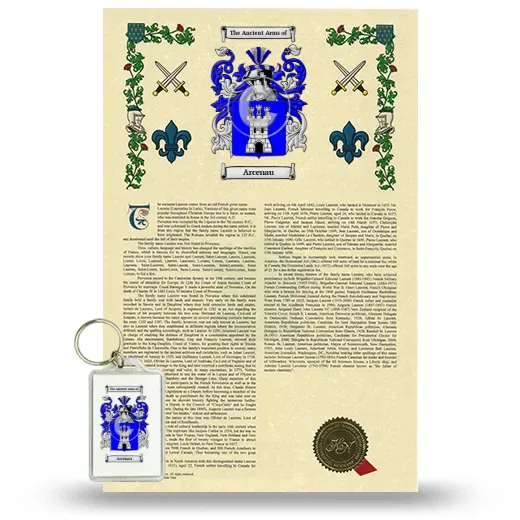 Arcenau Armorial History and Keychain Package