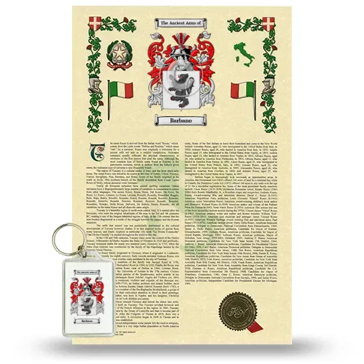 Barbano Armorial History and Keychain Package