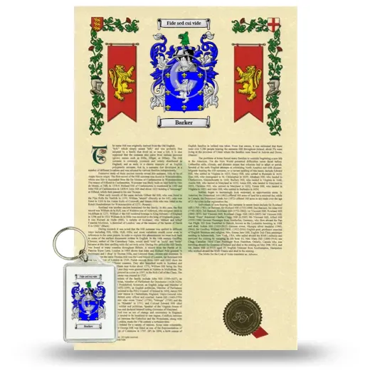 Barker Armorial History and Keychain Package