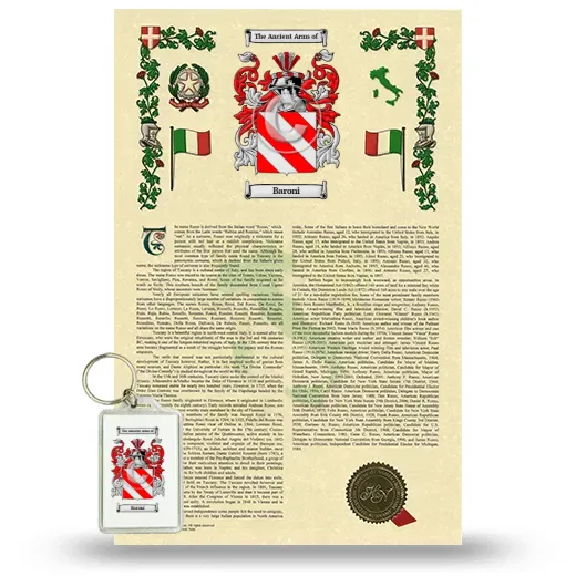 Baroni Armorial History and Keychain Package