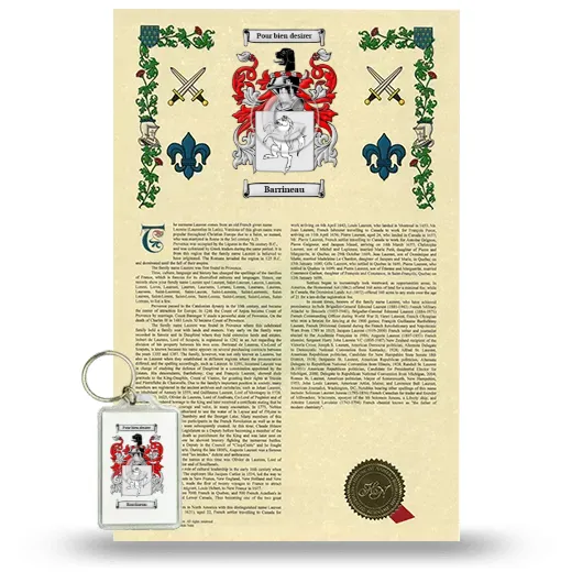 Barrineau Armorial History and Keychain Package