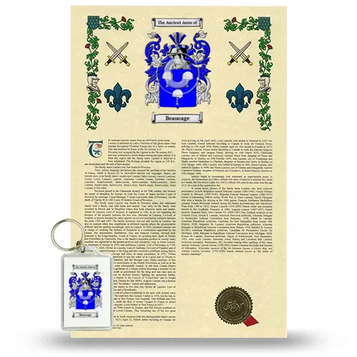 Beaucage Armorial History and Keychain Package