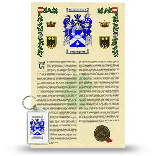 Beauseigneur Armorial History and Keychain Package