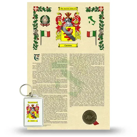 Caceres Armorial History and Keychain Package