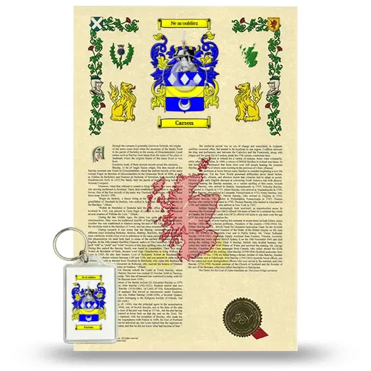 Carson Armorial History and Keychain Package