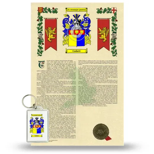 Corkett Armorial History and Keychain Package