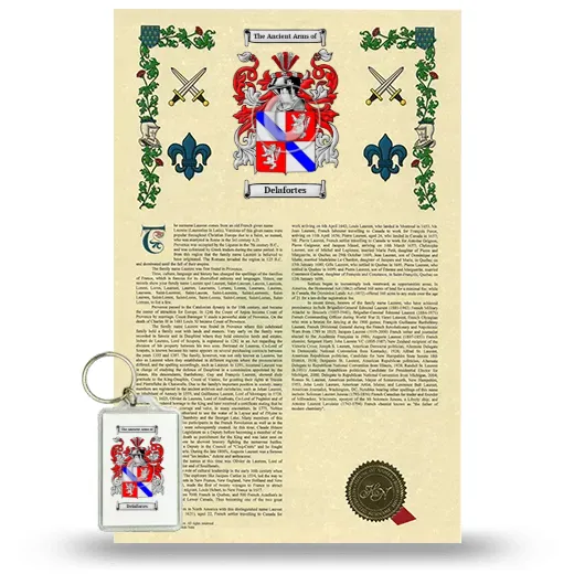 Delafortes Armorial History and Keychain Package