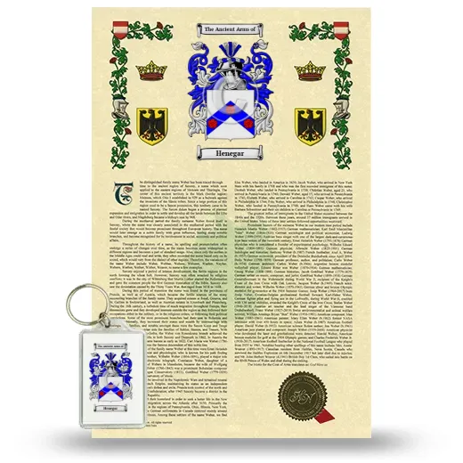 Henegar Armorial History and Keychain Package