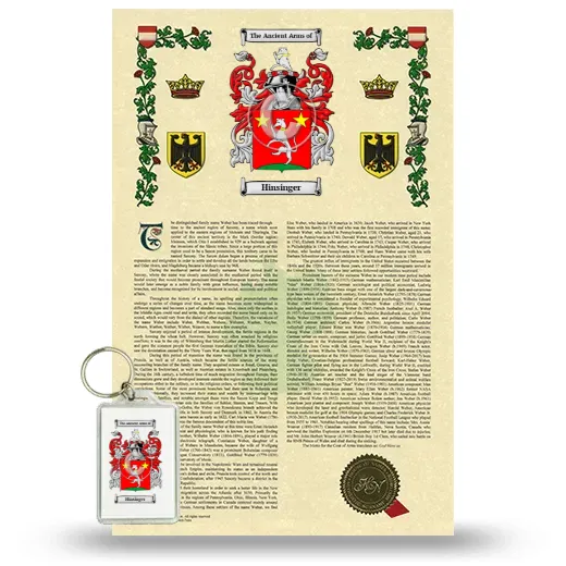 Hinsinger Armorial History and Keychain Package