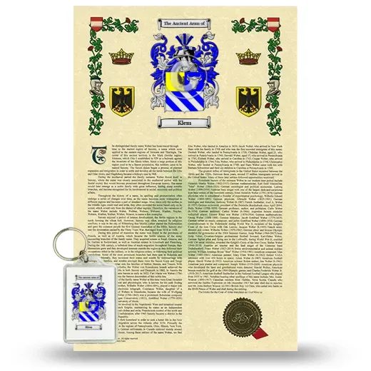 Klem Armorial History and Keychain Package