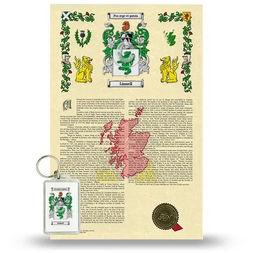 Linnell Armorial History and Keychain Package