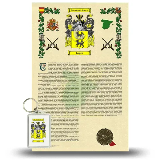 Lopez Armorial History and Keychain Package