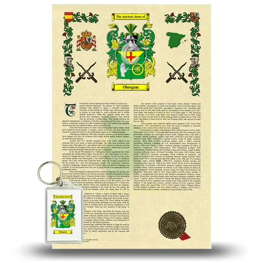 Obregon Armorial History and Keychain Package