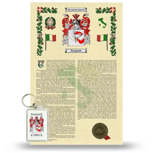 Pasquotti Armorial History and Keychain Package