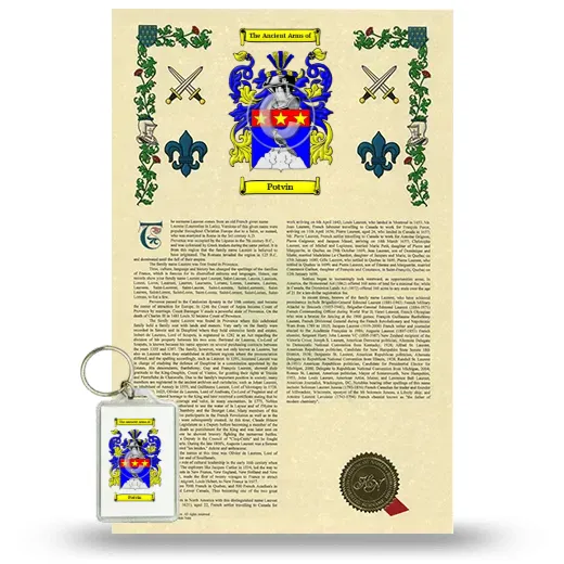 Potvin Armorial History and Keychain Package