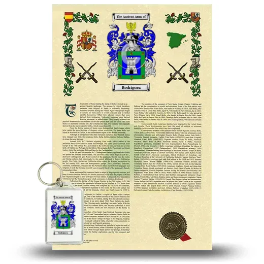Rodriguez Armorial History and Keychain Package