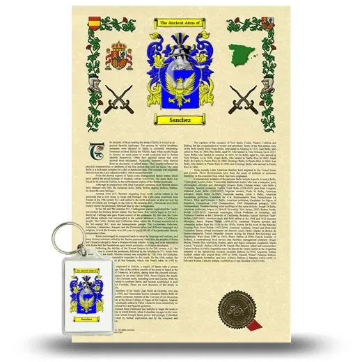 Sanchez Armorial History and Keychain Package