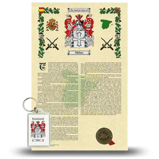 Vilchez Armorial History and Keychain Package