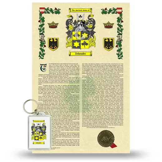 Zehender Armorial History and Keychain Package