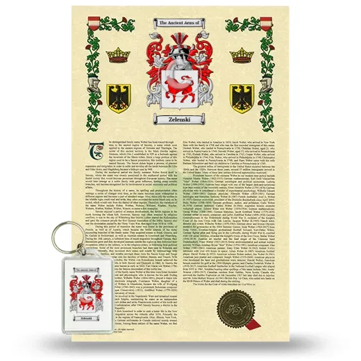 Zelenski Armorial History and Keychain Package