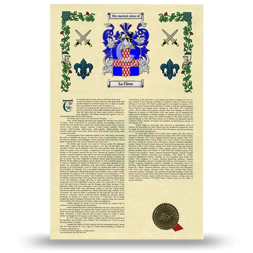 La Fleur Armorial History with Coat of Arms