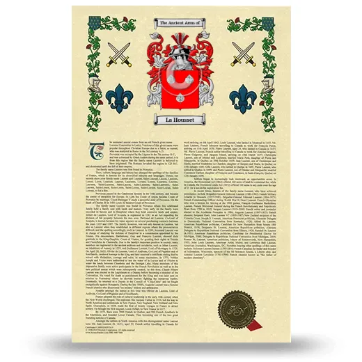 La Housset Armorial History with Coat of Arms