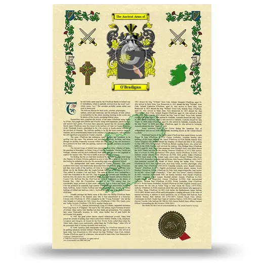 O'Bradigan Armorial History with Coat of Arms