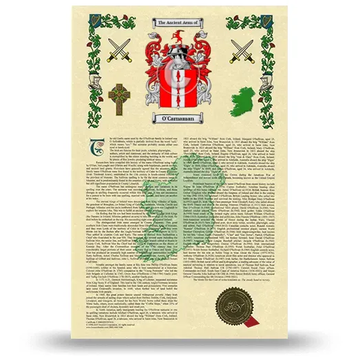 O'Carnaman Armorial History with Coat of Arms